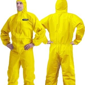 YIBER Hazmat Suit Coverall Full Body Painters 4X-Large, Yellow FAST SHIP!!